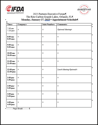 2025 PEF Blank Schedule Template